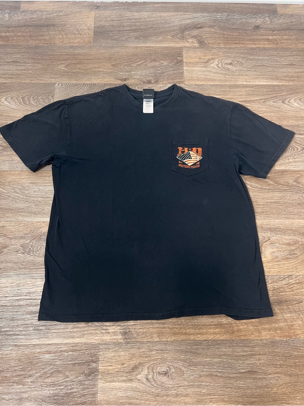 Harley-Davidson Black Short-Sleeve Pocket Tee with Orange Logo/A767
